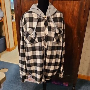 Plaid Black and Gray Men's Hoodie Shirt